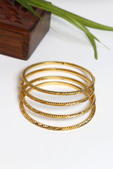 Gold Bangle Set with Textured Detailing