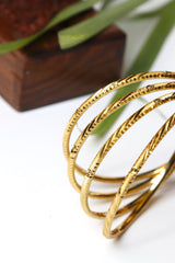 Gold Bangle Set with Textured Detailing