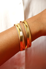 Gold Bangle Set with Sleek Wavy Design