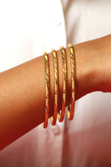 Gold Bangle Set with Textured Detailing