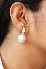 Gold Pearl Drop Earrings for Women