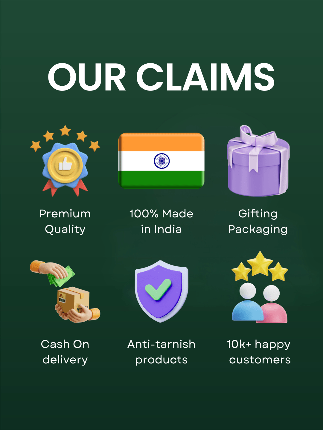 Inara Jewellery benefits: COD, anti-tarnish products, gifting packaging, and 10k+ happy customers